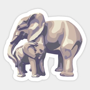 Elephant Mama and Baby Sticker